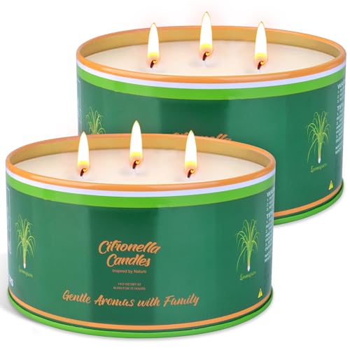 Citronella Kerze Outdoor Groß 2x70Std, 2 Stücke 3 Dochte Citronella Kerzen Mit Citronella öl & Natürliche Sojawachs, Citronella Kerze im Glas für Garten Picknick Terrasse Party Grill Camping Citronella Kerze Outdoor Groß 2x70Std, 2 Stücke 3 Dochte Citronella Kerzen Mit Citronella öl & Natürliche Sojawachs, Citronella Kerze im Glas für Garten Picknick Terrasse Party Grill Camping von sacemontic