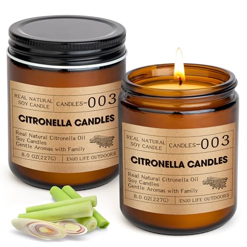 Citronella Kerzen Outdoor Groß,240Std Draußen Camping Citronella Kerzen im Glas Zitronenkerze mit Deckel Garten Lemongrass Natürliches Sojawachs für Balkon,Picknick,Camping,Terrasse Tischdeko von sacemontic