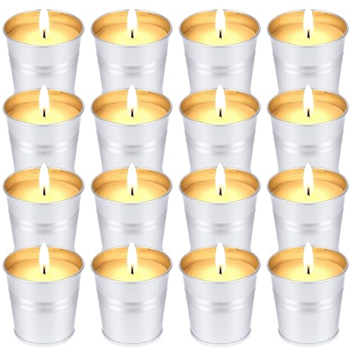 16 St Citronella Kerze Outdoor, 280 Std.Brenndauer, Draußen Citronella Duftlichter Kerzen Natürliche Sojawachs Zitronella Duft Kerze Garten Indoor Beste Geschenk für Camping Picknick Terrasse von sacemontic