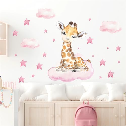 Niedliche rosa Baby-Giraffen-Wandaufkleber, sacinora Mond und Sterne, DIY-Kunst-Wandaufkleber, abnehmbares Vinyl, zum Abziehen und Aufkleben für Kinderzimmer, Schlafzimmer, Kleinkinder, Raumdekoration Niedliche rosa Baby-Giraffen-Wandaufkleber, sacinora Mond und Sterne, DIY-Kunst-Wandaufkleber, abnehmbares Vinyl, zum Abziehen und Aufkleben für Kinderzimmer, Schlafzimmer, Kleinkinder, Raumdekoration von sacinora