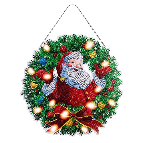 sadfd 5D Weihnachten, Weihnachtskranz Set, Diamond Painted Weihnachten, 5D Punkt Bohrer Malerei Weihnachtsdeko, Strass Tür Ornament, 3030cm von sadfd