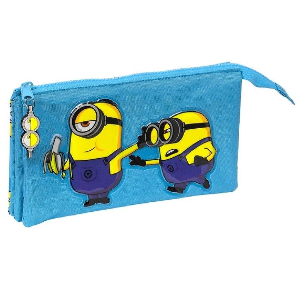 safta Papierscheren Dreifaches Mehrzweck-Etui Minions Minionstatic Blau (22 x 12 x 3 cm) von safta