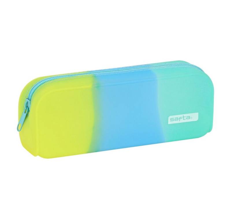 safta Papierscheren Schulmäppchen Blau grün Gelb (18.5 x 7.5 x 5.5 cm) von safta