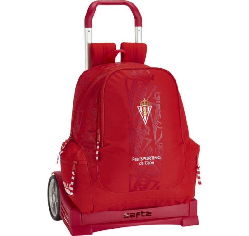 safta Papierscheren Schulrucksack mit Rädern Evolution Real Sporting de Gijón Rot von safta