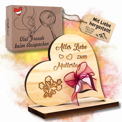 sagl.Tirol® Herz Muttertagsgeschenk aus Zirbenholz, Muttertag, Muttertagsgeschenke für Mama, Geschenk Mama, Geschenke Mama von sagl.tirol