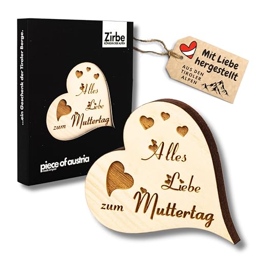 sagl.Tirol® Herz zum Muttertag, Muttertagsgeschenk aus Zirbenholz, Zirbenherz Muttertag, Muttertagsgeschenke für Mama, Geschenke zum Muttertag, Mama, Alles Liebe zum Muttertag von sagl.tirol