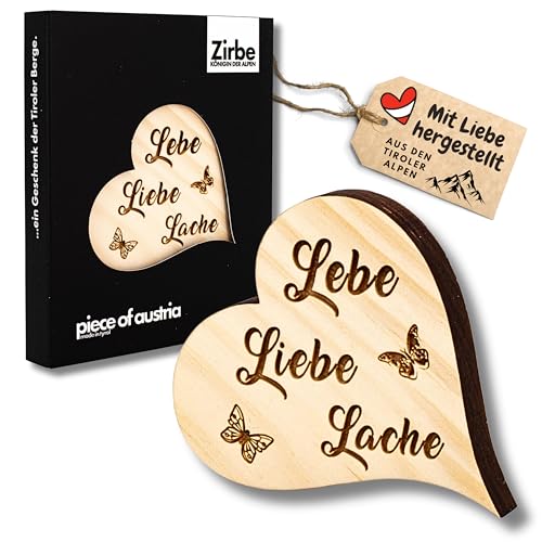 sagl.tirol Zirbenherz Mini Lebe Liebe Lache von sagl.tirol