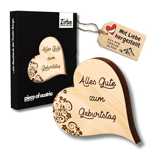 Zirbenherz Mini in hochwertiger Verpackung (Alles Gute zum Geburtstag…) von sagl.tirol