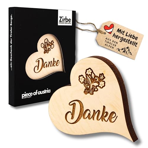 Zirbenherz Mini in hochwertiger Verpackung (Danke…) von sagl.tirol