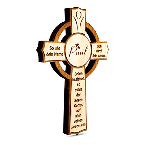 sagl.tirol Zirbenholz Taufkreuz aus Holz mit Namen [PERSONALISIERTE GESCHENKE] Taufkreuz personalisiert I Holzkreuz (So wie Namensgravur) von sagl.tirol