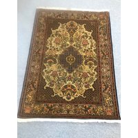 Teppich - Kilim 100 % Feine Handlöffel Schafwolle Lahore Pakistan Gefärbt Braun-Gelb Top Qualität Größe 106 X 152 cm von saharagems