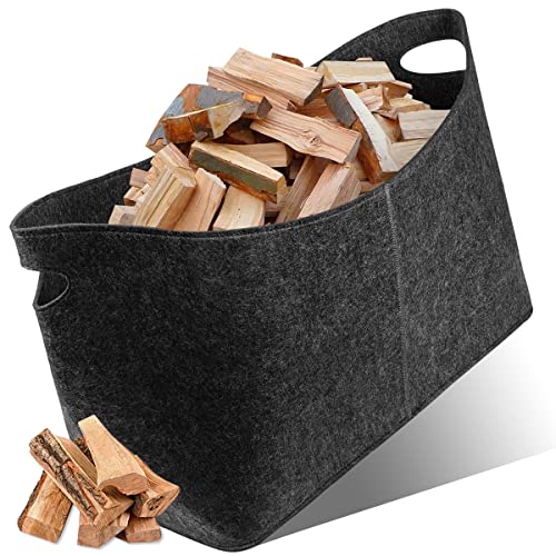 Saijer Holzkorb Filz,Filzkorb Kaminholz Kaminholzkorb Filz Allzweckkorb Filztasche Zeitungsständer Holzkorb Faltbar Filz Aufbewahrungskorb Brennholzkorb Holz für Kaminholz Holz Zeitungen Kleidung von saijer