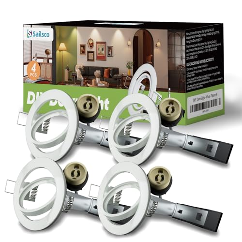 Sailsco 4er Set Einbaustrahler-Rahmen,30°schwenkbare GU10 Spots in Iron,Flacher Deckenrahmen für 70mm Ausschnitt,Geeignet für Küchen,Innen- und Außenbereiche,weiß. Sailsco 4er Set Einbaustrahler-Rahmen,30°schwenkbare GU10 Spots in Iron,Flacher Deckenrahmen für 70mm Ausschnitt,Geeignet für Küchen,Innen- und Außenbereiche,weiß. von sailsco
