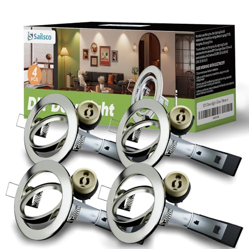 sailsco 4er Set Einbaustrahler-Rahmen,30°schwenkbare GU10 Spots in Iron, Flacher Deckenrahmen für 70mm Ausschnitt,Geeignet für Küchen,Innen- und Außenbereiche,Sliver sailsco 4er Set Einbaustrahler-Rahmen,30°schwenkbare GU10 Spots in Iron, Flacher Deckenrahmen für 70mm Ausschnitt,Geeignet für Küchen,Innen- und Außenbereiche,Sliver von sailsco