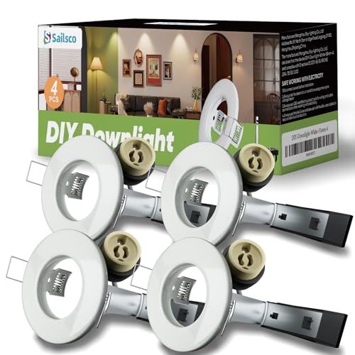 sailsco 4er Set Einbaustrahler-Rahmen,GU10 Spots in Iron, Flacher Deckenrahmen für 55mm Ausschnitt,Geeignet für Küchen, Innen- und Außenbereiche, weiß sailsco 4er Set Einbaustrahler-Rahmen,GU10 Spots in Iron, Flacher Deckenrahmen für 55mm Ausschnitt,Geeignet für Küchen, Innen- und Außenbereiche, weiß von sailsco