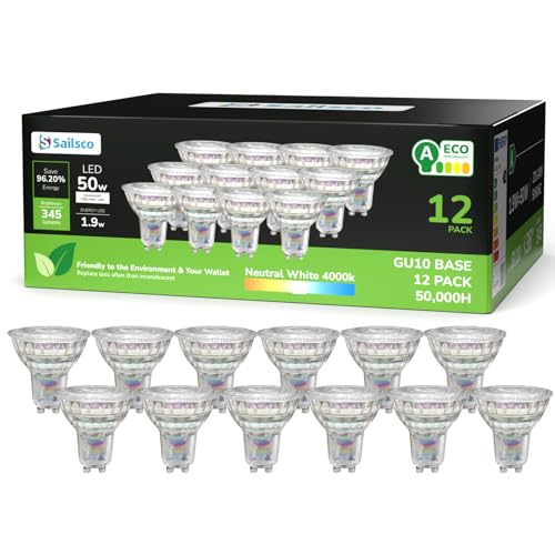 sailsco Energieklasse A GU10 LED Neutralweiss Lampe,1.9W 345LM 4000K Neutralweiß GU 10 Spot Energiesparlampe,50W Glühbirne Ersetzt,36 Grad Abstrahlwinkel G10 Leuchtmittel,Nicht Dimmbar,Glas,12 Stück sailsco Energieklasse A GU10 LED Neutralweiss Lampe,1.9W 345LM 4000K Neutralweiß GU 10 Spot Energiesparlampe,50W Glühbirne Ersetzt,36 Grad Abstrahlwinkel G10 Leuchtmittel,Nicht Dimmbar,Glas,12 Stück von sailsco
