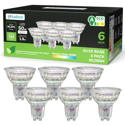 sailsco Energieklasse A GU10 LED Neutralweiss Lampe,1.9W 345LM 4000K Neutralweiß GU 10 Spot Energiesparlampe,50W Glühbirne Ersetzt,36 Grad Abstrahlwinkel G10 Leuchtmittel,Nicht Dimmbar,Glas,6 Stück sailsco Energieklasse A GU10 LED Neutralweiss Lampe,1.9W 345LM 4000K Neutralweiß GU 10 Spot Energiesparlampe,50W Glühbirne Ersetzt,36 Grad Abstrahlwinkel G10 Leuchtmittel,Nicht Dimmbar,Glas,6 Stück von sailsco