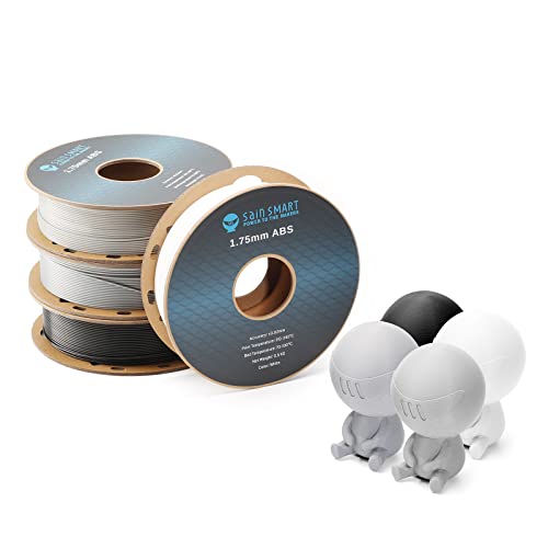 SainSmart ABS Filament 1.75mm, ABS 3D Drucker Filament Bündel, Maßgenauigkeit +/- 0.02 mm, 500g x 4 Pack - Schwarz, Weiß, Grau, Silber von sainsmart
