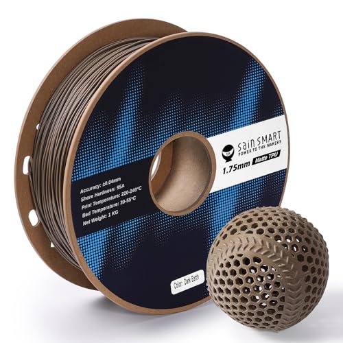 SainSmart Mattes TPU-Filament, Dark Earth TPU-3D-Druckfilament, 1,75 mm, 1 kg, Maßgenauigkeit +/- 0,04 mm, 95A weiches TPU von sainsmart