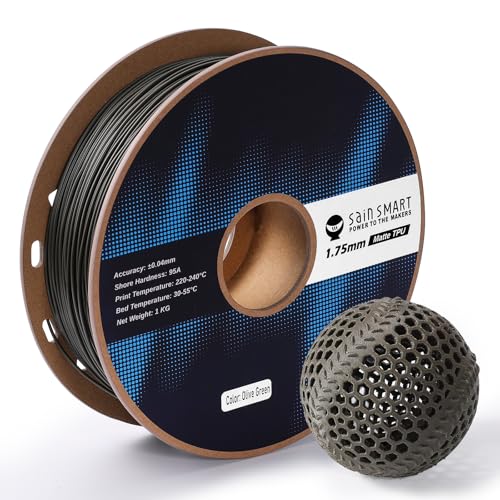 SainSmart Mattes TPU-Filament, Olivgrünes TPU-3D-Druckfilament, 1,75 mm, 1 kg, Maßgenauigkeit +/- 0,04 mm, 95A weiches TPU von sainsmart
