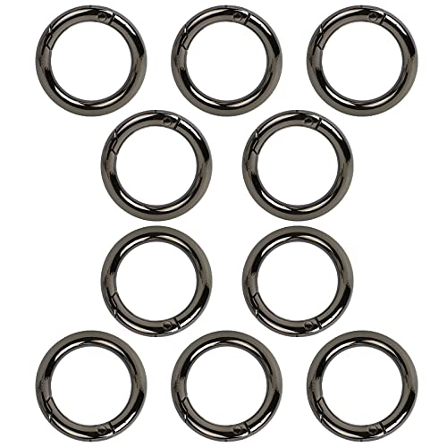 saizone 10 Stück 25mm Runde Karabiner,Karabiner Ring,Karabinerhaken aus Zinklegierung Snap Ring für Schlüssel Organisation und DIY Handwerk,Schwarz von saizone