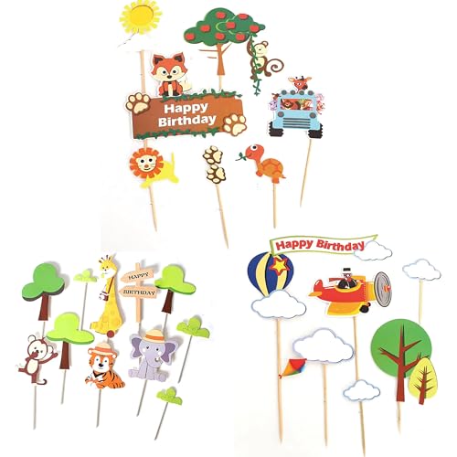26 stück geburtstagskuchen karte kuchendekoration geburtstagstorte dekoration geburtstagstorte dekoration kuchendekoration party fliegender wald tierkuchen karte,Cake Topper von saizone