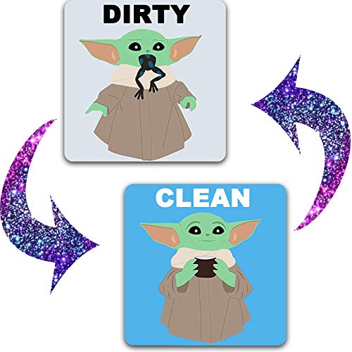 Baby Yoda Geschirrspüler Magnet Clean Dirty doppelseitiges Schild Mandalorian The Child Aufkleber Flip mit Magnetplatte Universal Küche Geschirrspüler von saizone
