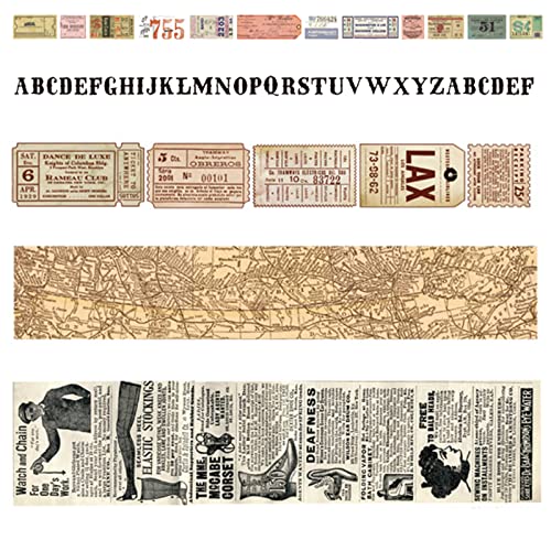 saizone Vintage Washi Tape Set 5 Rolls,Multi-Pattern Dekoratives Klebeband Kollektion,für Kunst und Heimwerker Verschönern Scrapbooking Handwerk(3) von saizone