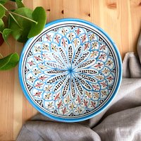 Große Handbemalte Salatschale Aus Keramik Boho Obstschale Handgemacht in Marokko von saladdineberlinshop