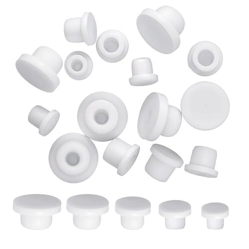25 Stück Gummistopfen 5 Größen Silikon-Lochstopfen Weiß Rund Gummi Wasserdicht Knopfloch-Endabdeckungen Weicher Flexibler Stopper Passend Für Löcher Mit 10-16mm Innendurchmesser Flaschen Rohre von salbsever