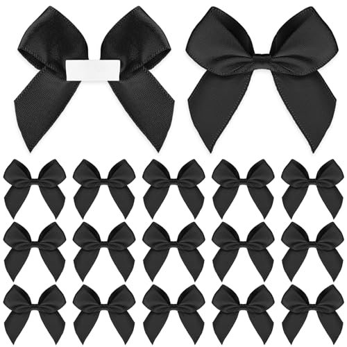 30 Stück Schwarz Schleifen Satinband Selbstklebend Handgefertigte Deko Schleifen für DIY Handwerk Hochzeit Weihnachten Valentinstag Dekoration Karte Herstellung von Verzierungen, 5 cm Breite von salbsever