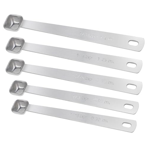 5 Stück Mini Messlöffel Set Edelstahl Dosierlöffel Kleiner Messlöffel Kaffeelöffel Portionierer, Metalllöffel zum Abmessen von Kaffee Satz Gewürze Bohnen Measuring Spoons für Tee Proteinpulver Küchen von salbsever