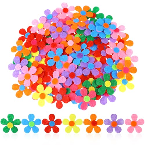 salbsever 100 Stück Filz Blumen Kunsthandwerk, Filzblumen bunte Selbstklebende Stoff Blumen Deko Verzierungen für DIY Handwerk von salbsever