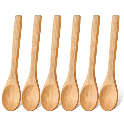 7 Stück Holzlöffel Kleine Suppenlöffel 13cm Honiglöffel Holz zum Essen Mischen Rühren Kochen Wooden Spoon für Zuhause, Küche, Kaffee, Party, Restaurant von salbsever