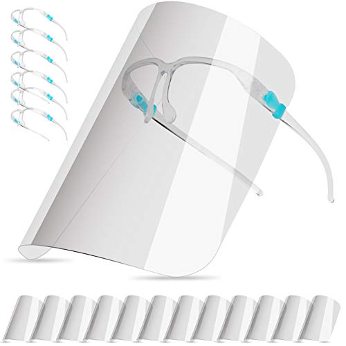 salipt Transparent Protective Visor Suitable for Adults and Children, Face Shield Face Protection Can Be Cleaned, Interchangeable and Reusable (with 12 Visors + 6 Glasses Frames) (a) von salipt