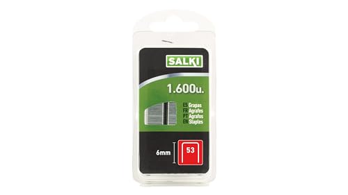 SALKI Drahtklammern Nr. 53 - Blisterpackung mit 1000 Stück. Heftklammern mit einer Länge von 8 mm 86805308 Grün von salki