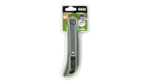 SALKI 18mm Cutter mit 3 Klingen (2+1) - 18mm breiter TRI-CUT Präzisionscutter, integrierte Sicherheitsverriegelung, ergonomischer Griff, abbrechbare Klingen für einfaches Schärfen von salki