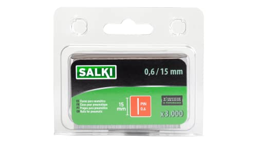 SALKI | Body Nails PIN 0.6 - Blister mit 3000 Stück, 15mm kopflose Druckluftnägel für Druckluftnagelung, Kompatibel mit Druckluftnaglern, Grau von salki