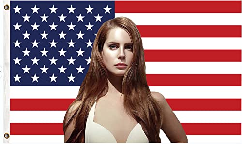 Lana Flagge Amerikanische Sängerin Lizzy Grant Flaggen für Zimmer College Wohnheim Schlafzimmer Wandteppich Dekor – für Del Rey Fans drinnen und draußen, lustiges Party-Banner, Poster, Geschenk, Merch von salmophy