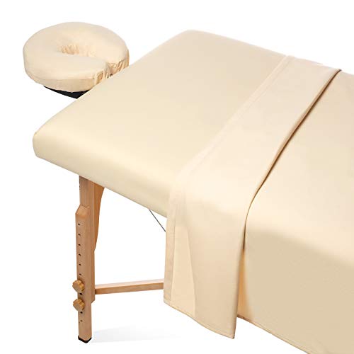 Saloniture 3-teiliges Set aus Mikrofaser Massageliegenbezug für das Gesicht, inkl. Bettlaken und Spannbettlaken mit Gesichtswiegenbezug von saloniture