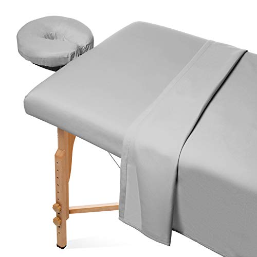 Saloniture 3-teiliges Set aus Mikrofaser Massageliegenbezug für das Gesicht, inkl. Bettlaken und Spannbettlaken mit Gesichtswiegenbezug von saloniture