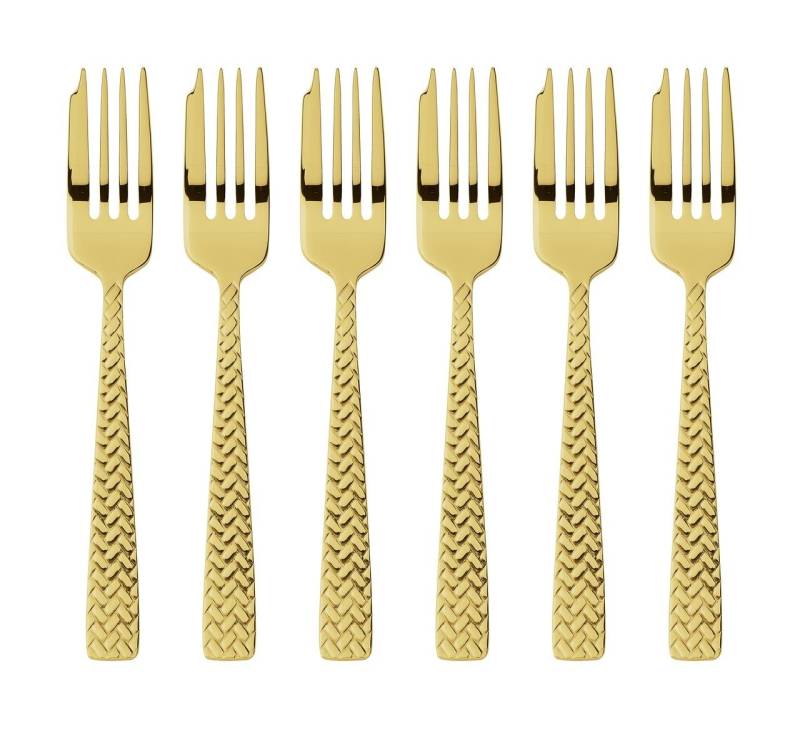 sambonet Besteck-Set Cortina Edelstahl/PVD Gold Kuchengabeln Set 6, Edelstahl rostfrei, Besteck-Sets von sambonet