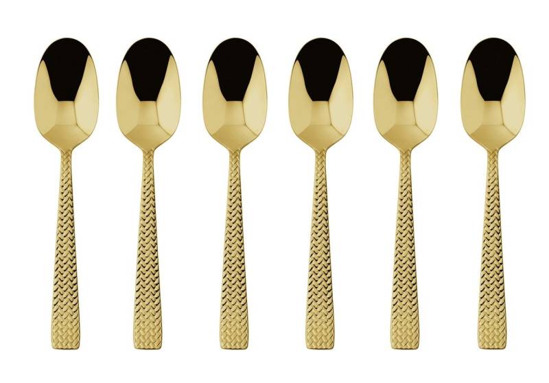 sambonet Besteck-Set Cortina Edelstahl/PVD Gold Mokkalöffel Set 6, Edelstahl rostfrei, Besteck-Sets von sambonet