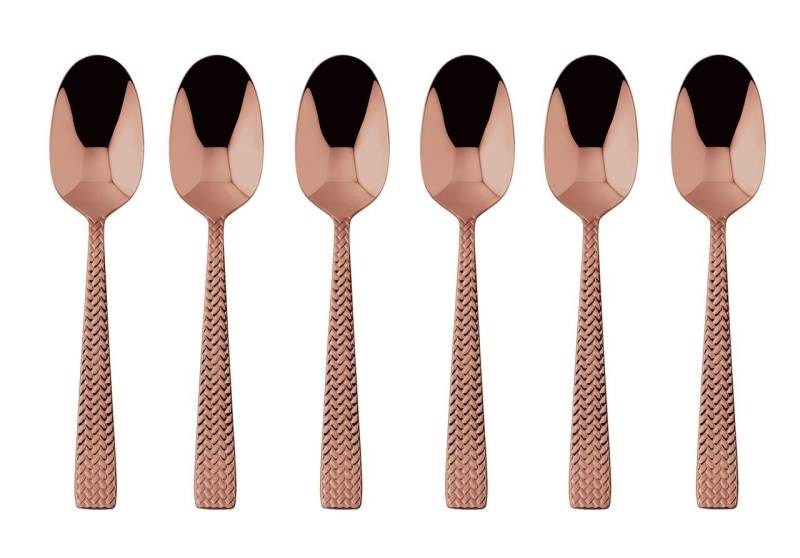 sambonet Besteck-Set Cortina Edelstahl/PVD Kupfer Mokkalöffel Set 6, Edelstahl rostfrei, Besteck-Sets von sambonet