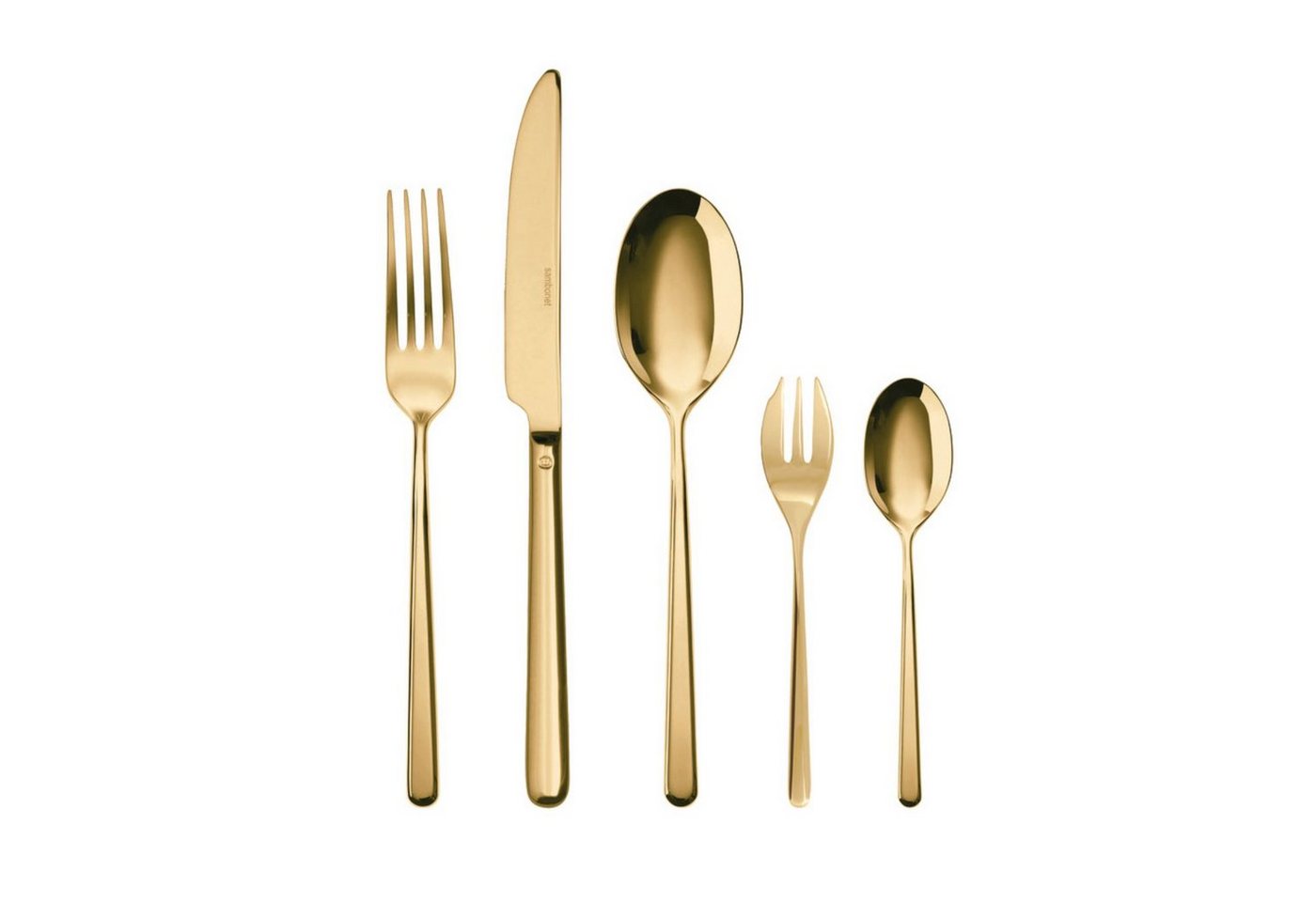 sambonet Besteck-Set Sambonet Linear Besteck 30tlg. Vh. Edelstahl/PVD Gold (30-tlg), 6 Personen, Edelstahl von sambonet