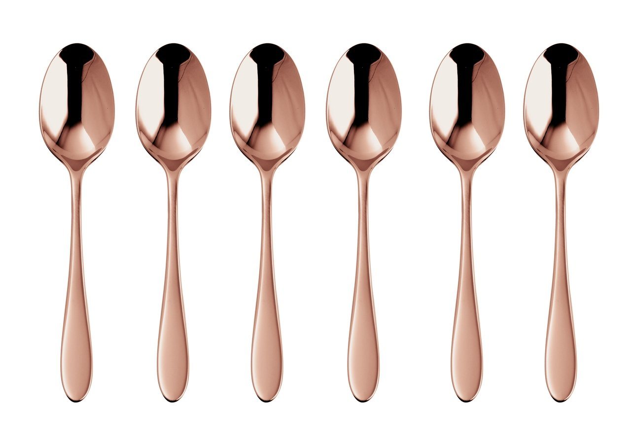 sambonet Besteck-Set Velvet Edelstahl/PVD Kupfer Mokkalöffel Set 6, Edelstahl rostfrei, Besteck-Sets von sambonet