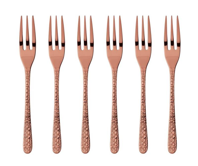 sambonet Besteck-Set Venezia Edelstahl/PVD Kupfer Kuchengabeln Set 6, Edelstahl rostfrei, Besteck-Sets von sambonet