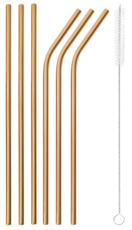 sambonet Trinkhalme Mix Play Edelstahl/PVD Kupfer Trinkhalme Set 6, Stohhalme von sambonet