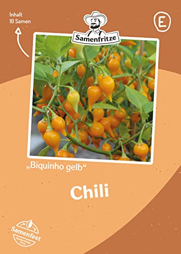 Biquinho gelb Chili 10 Samen - milde, sehr ertragreiche Sorte von samenfritze