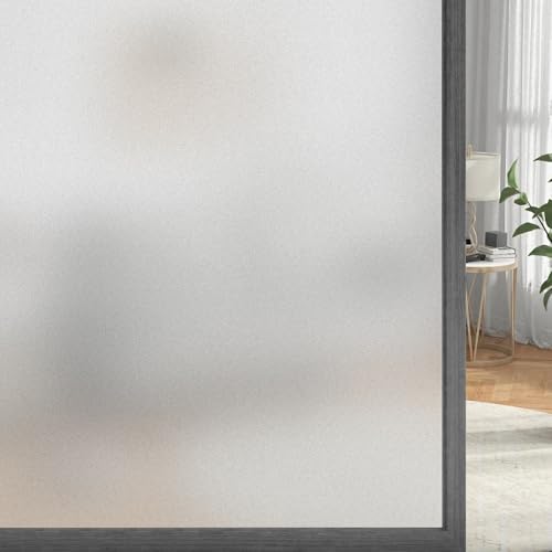 SAMHEITO Fensterfolie Blickdicht Selbsthaftend statische Sichtschutzfolie Riffelglas Effekt Vertikale Streifen Muster für Zuhause Badzimmer Büro Wohnzimmer von samheito